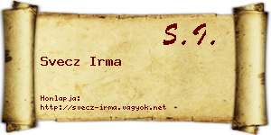 Svecz Irma névjegykártya